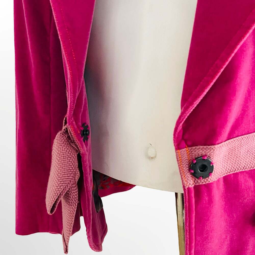 Samantha Treacy Women's Hot Pink Velvet Blazer Jacket with Floral Lining - Picture 4 of 7